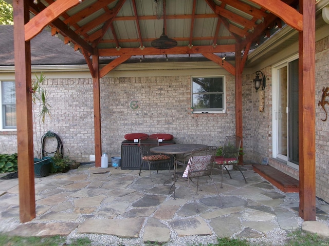 view of patio featuring a gazebo