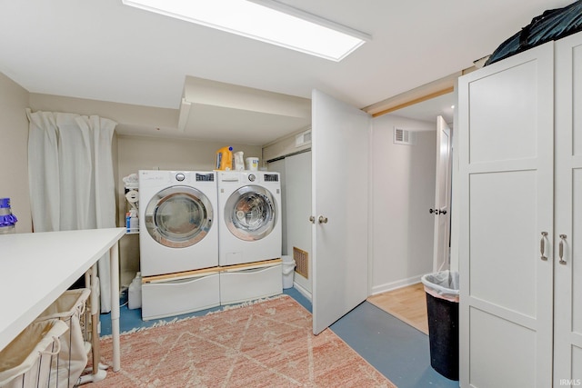 laundry area with laundry area, visible vents, and independent washer and dryer