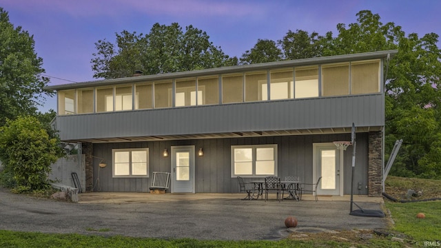 view of front of home with a patio