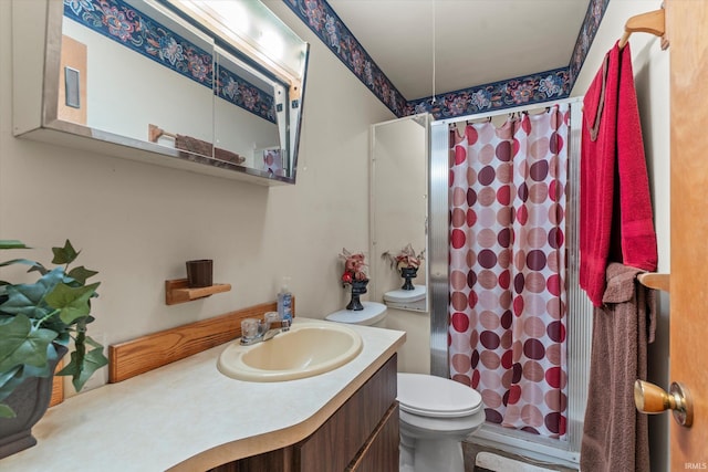 full bathroom with toilet and vanity