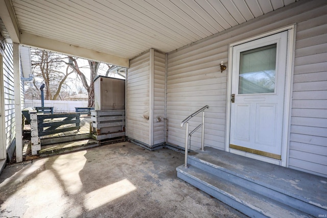 property entrance featuring fence