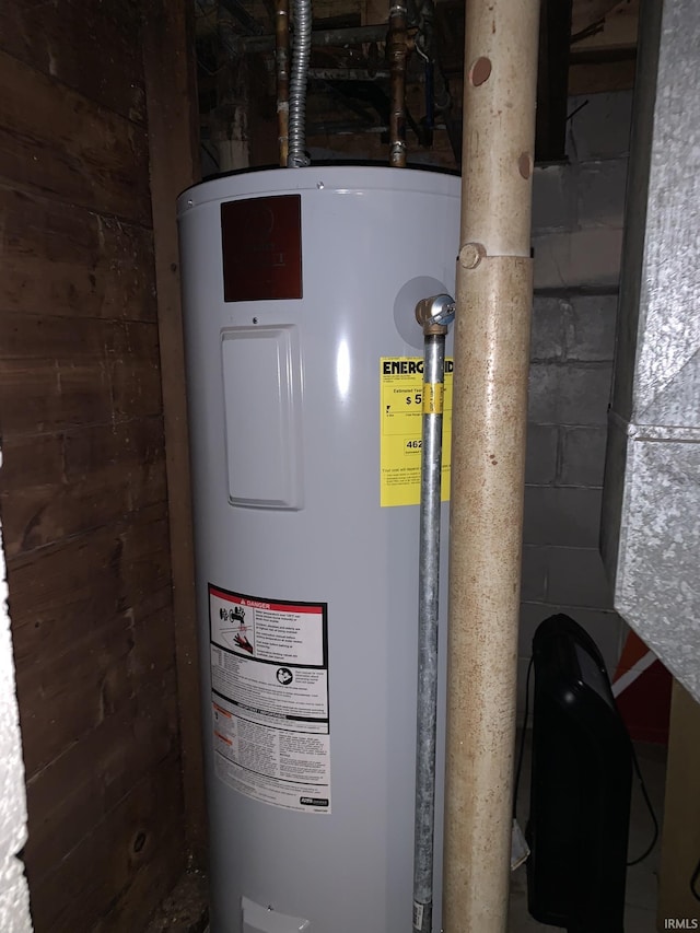 utility room with water heater