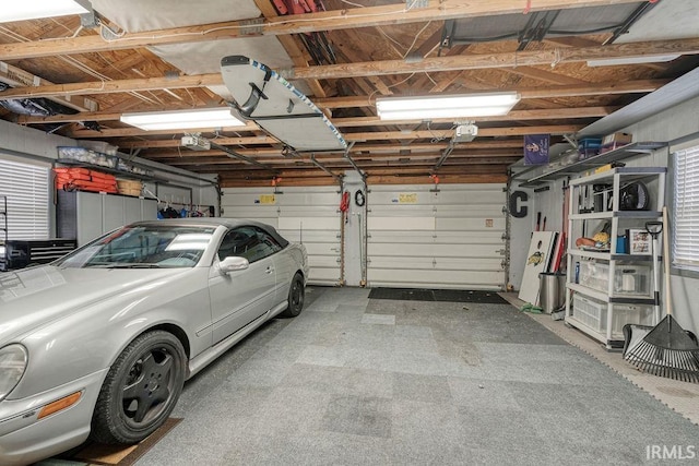 garage with a garage door opener