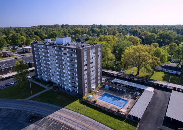 aerial view featuring a view of trees