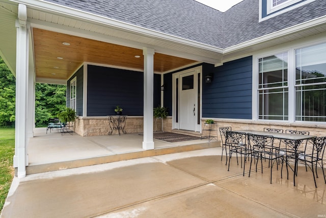 view of patio / terrace with covered porch and outdoor dining space