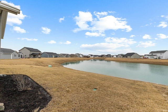 view of water feature with a residential view