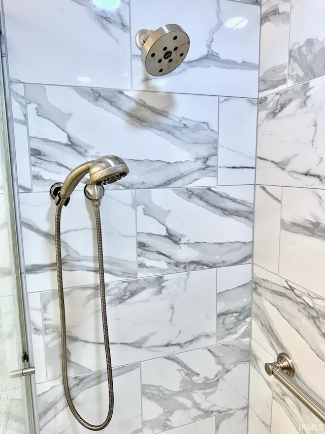 interior details with a marble finish shower