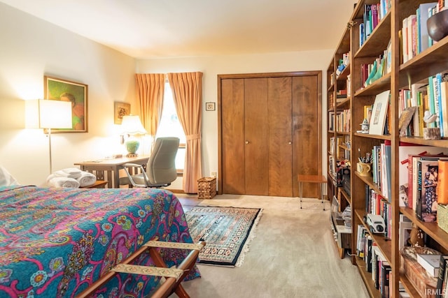 bedroom featuring carpet floors and a closet