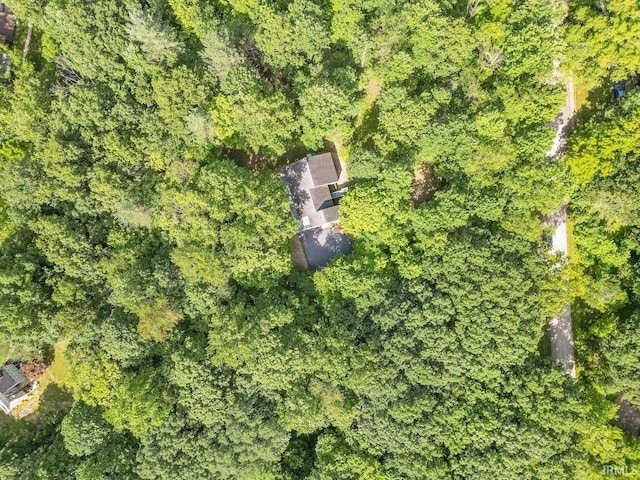 bird's eye view with a view of trees