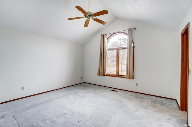 additional living space featuring carpet, baseboards, and vaulted ceiling