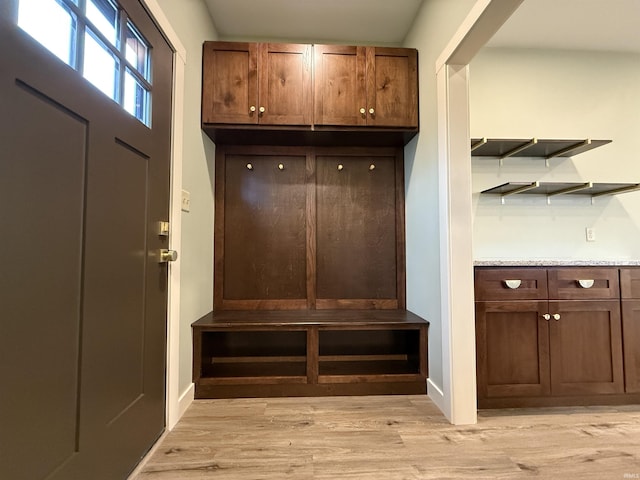 mudroom featuring light wood-style flooring