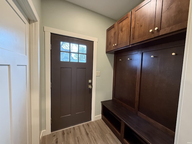 mudroom featuring light wood-type flooring