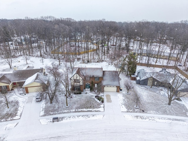 view of snowy aerial view