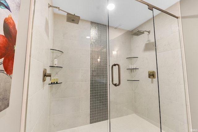 full bathroom featuring a shower stall