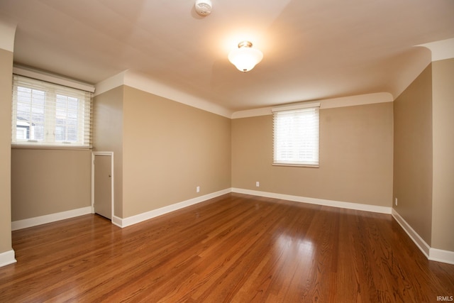 additional living space featuring a wealth of natural light, baseboards, and wood finished floors