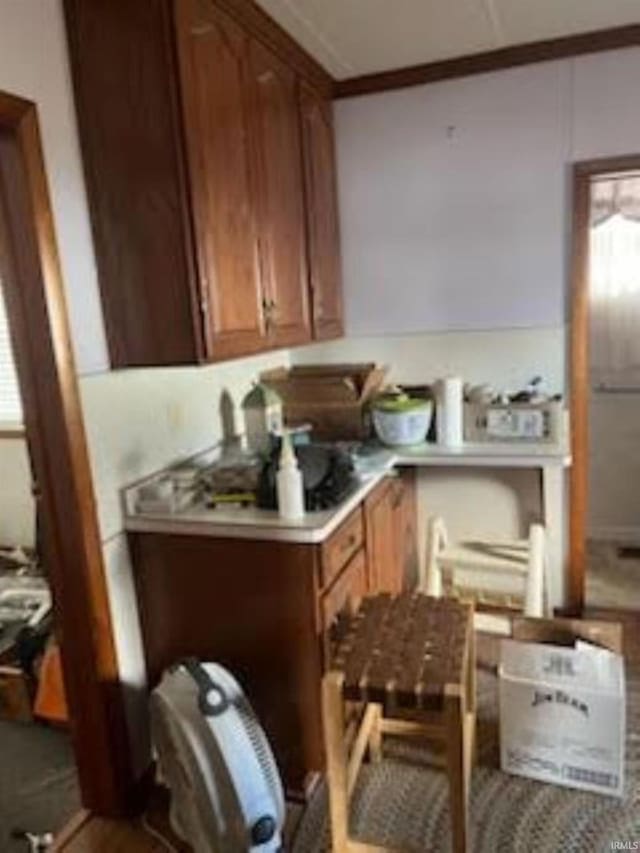 kitchen with brown cabinetry