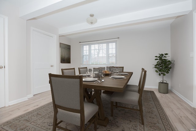 dining area with baseboards and light wood-style floors