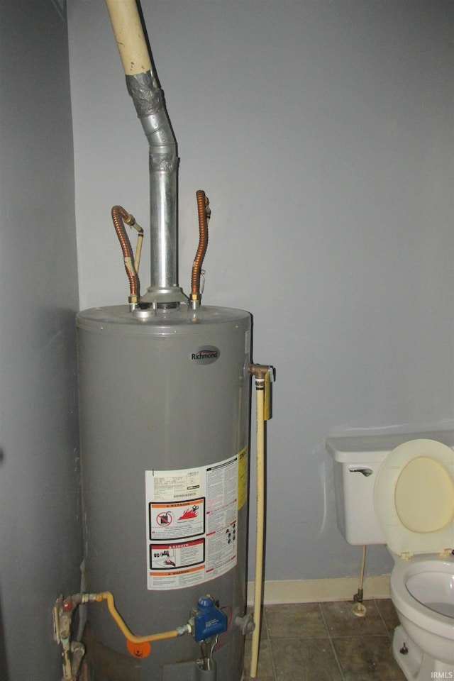 utility room featuring gas water heater