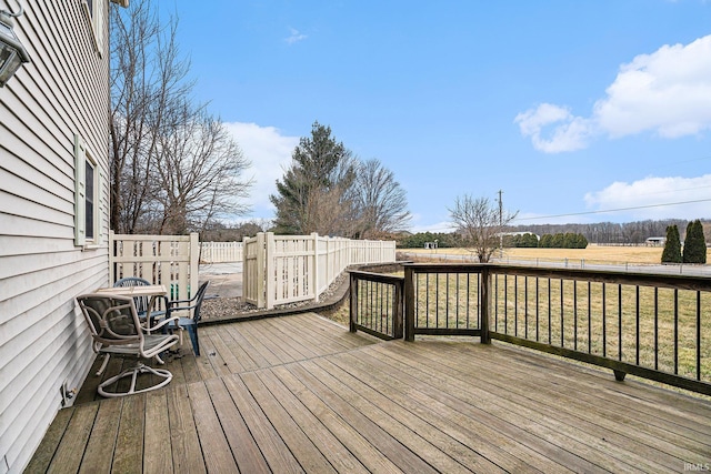 deck featuring a fenced backyard