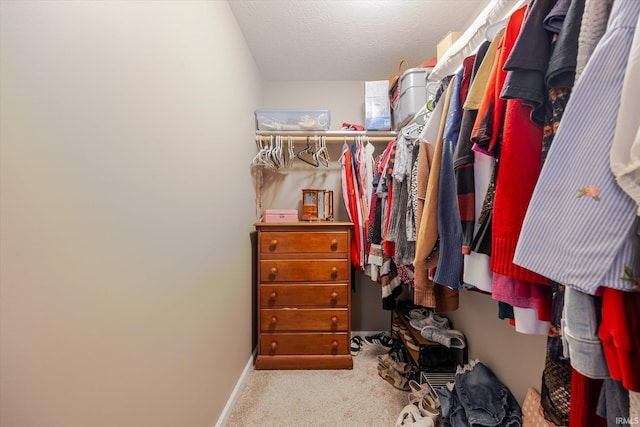 walk in closet featuring carpet