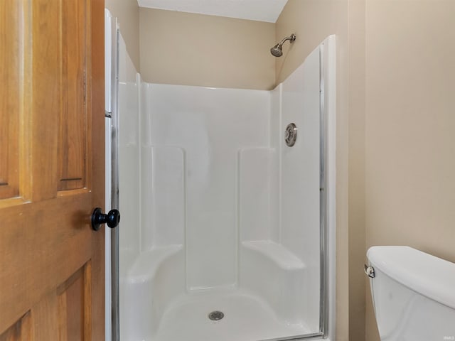 bathroom featuring toilet and walk in shower