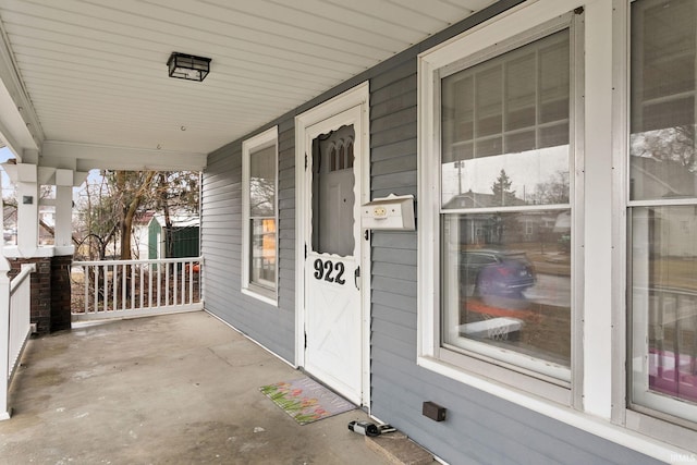 view of patio featuring a porch