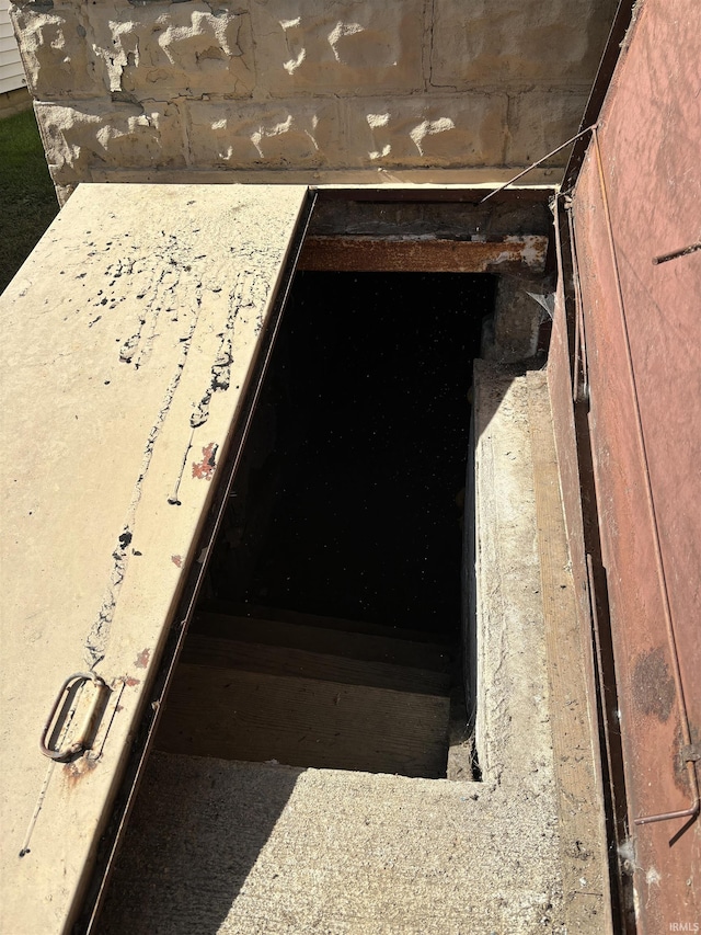 view of storm shelter