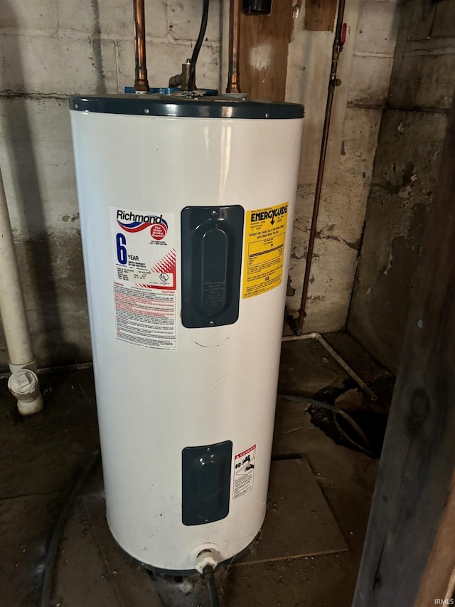 utility room with water heater