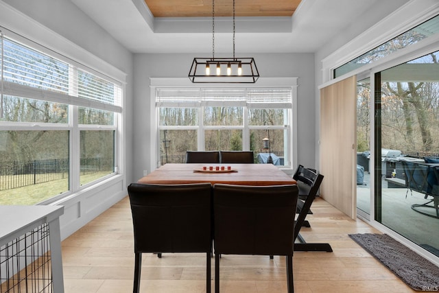 sunroom / solarium with a raised ceiling