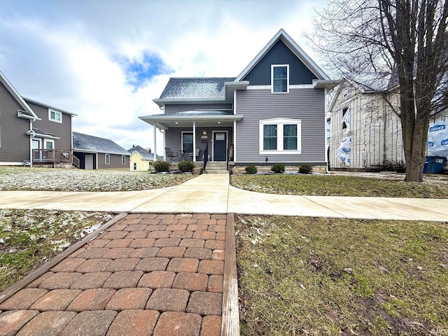 view of front of home featuring a porch and board and batten siding