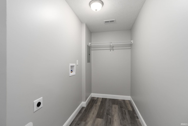 laundry area featuring laundry area, baseboards, visible vents, hookup for a washing machine, and hookup for an electric dryer