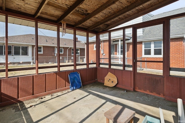 view of unfurnished sunroom