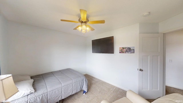 bedroom with carpet floors and ceiling fan