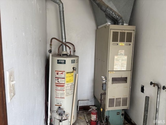 utilities featuring gas water heater and heating unit