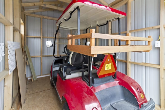 garage featuring metal wall