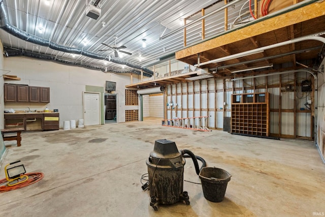 garage with a garage door opener