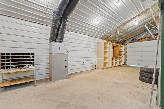 garage with metal wall