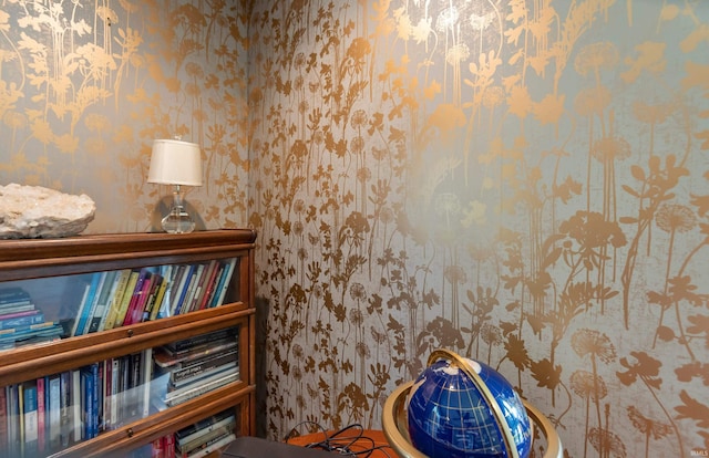 interior details with wallpapered walls