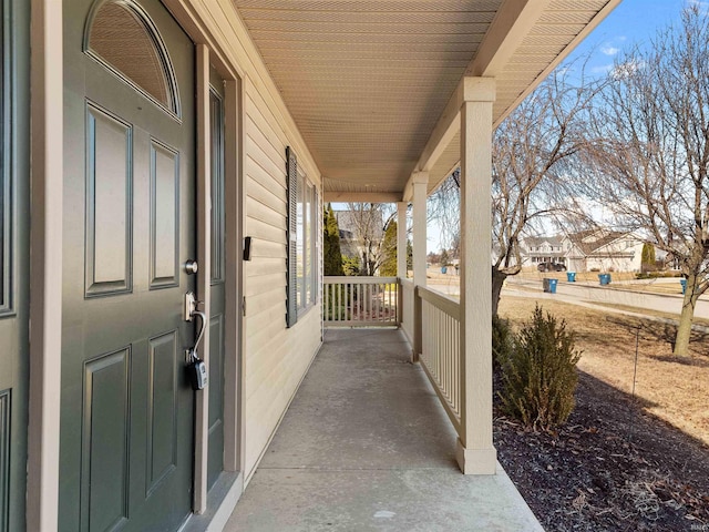 view of patio featuring a porch