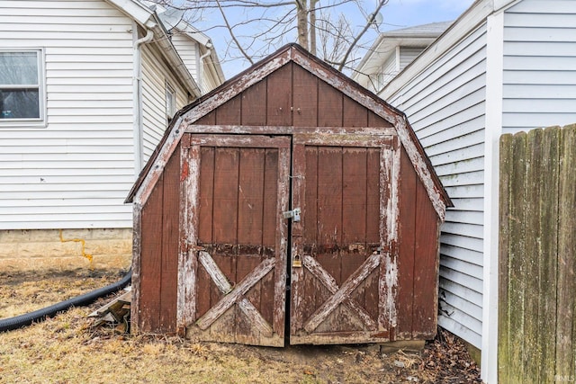 view of shed