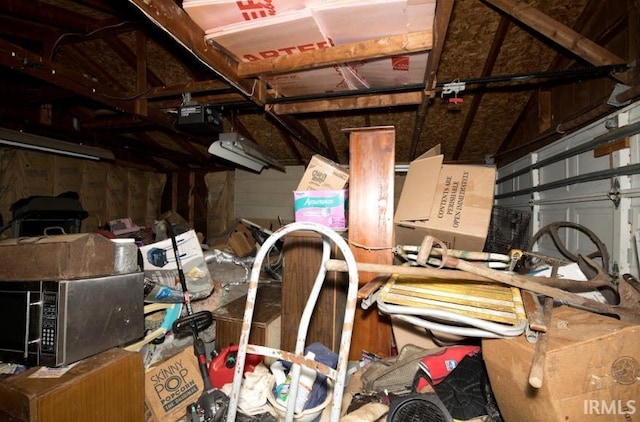 storage room with a garage