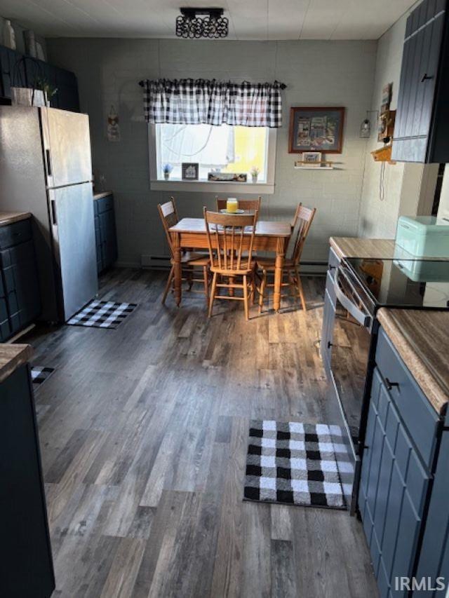 dining room with dark wood-type flooring