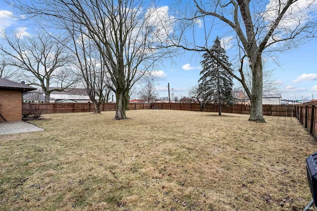 view of yard featuring a fenced backyard