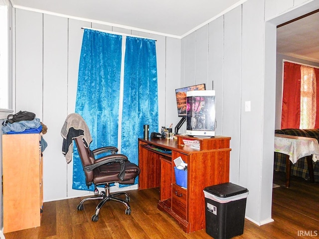 office area featuring wood finished floors