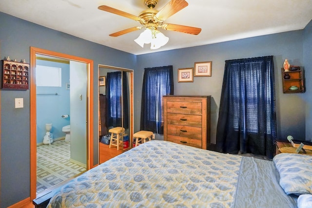 bedroom featuring ceiling fan