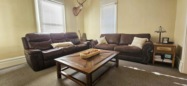 living area with carpet floors