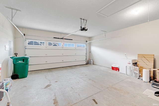 garage with a garage door opener