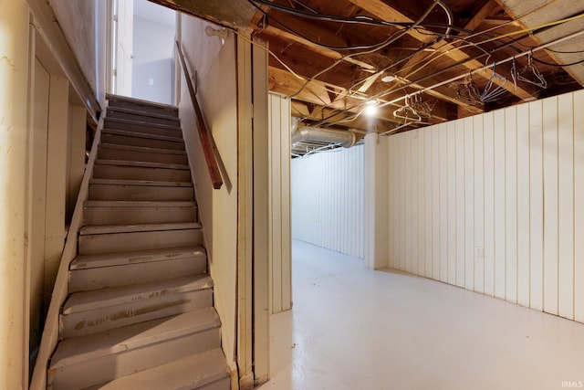 stairway with finished concrete floors