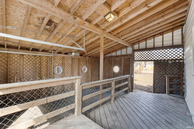 wooden deck with an exterior structure and an outdoor structure