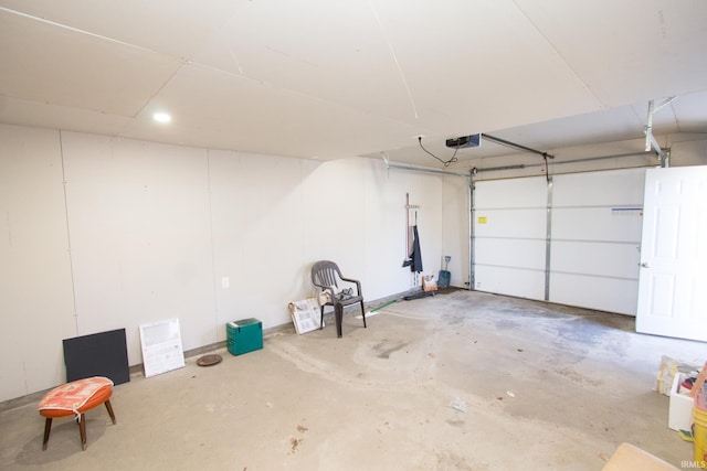 garage with a garage door opener